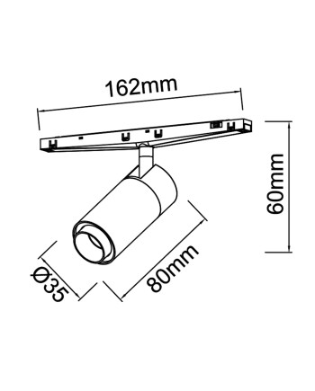 MAGNETO mini * FOCO LED ZOOM 7W NEGRO